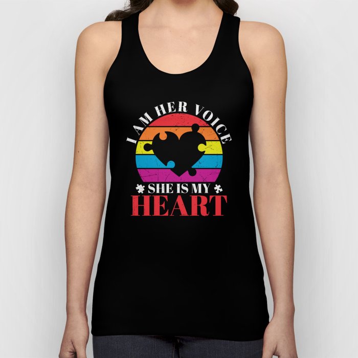 I Am Her Voice He Is My Heart Autism Tank Top