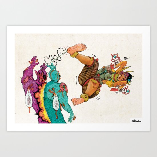 The Power Of Xbalanque's Blood Reunites The Tsomborga Brothers Art Print