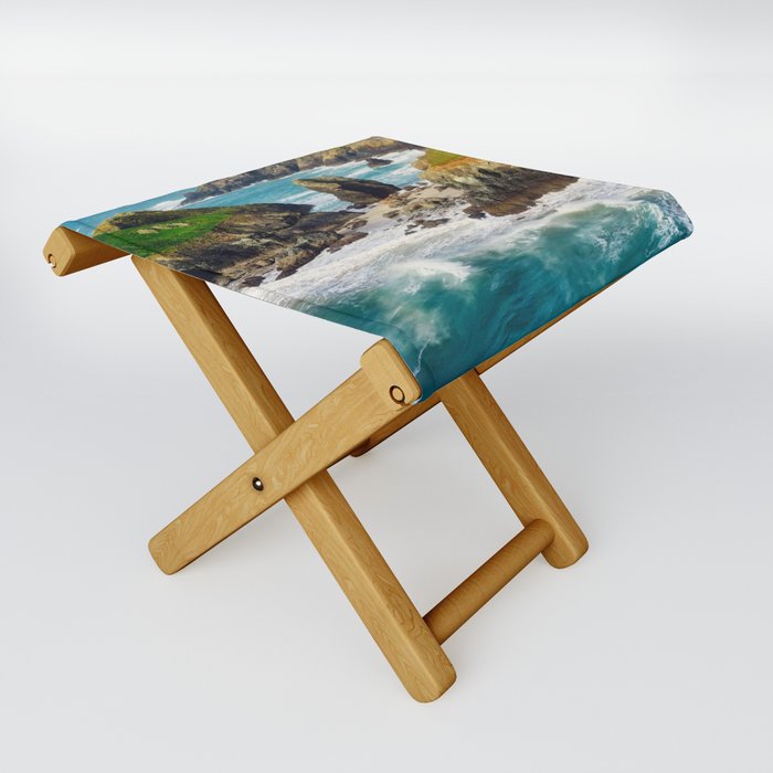 Great Britain Photography - Kynance Cove By The Beautiful Sea Folding Stool