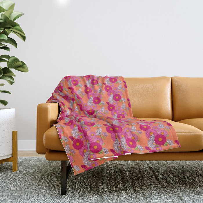Retro Mums Mid-Century Modern Wallpaper Melba Mini Throw Blanket