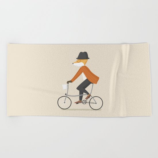 Mr. Fox is on His Way Beach Towel