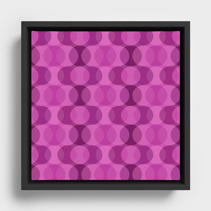 Retro Gradated Bubble Pattern 326 Magenta Framed Canvas