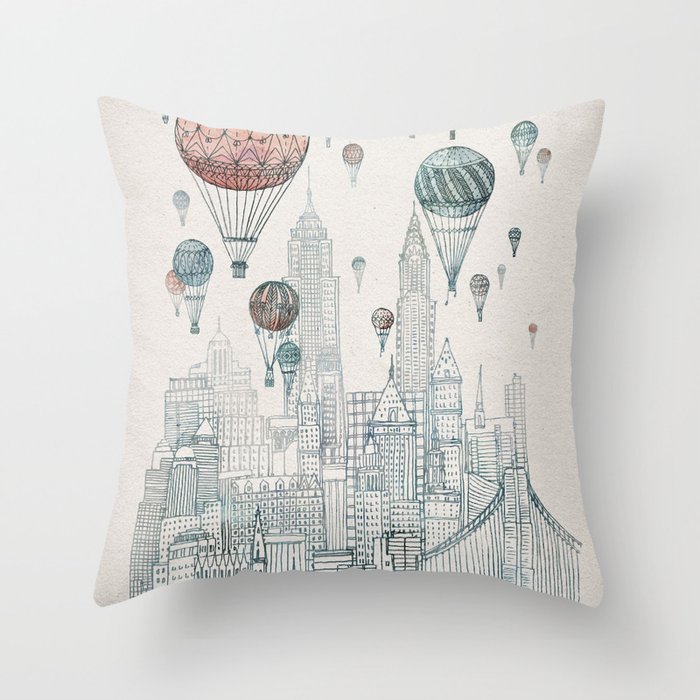 Voyages Over New York Throw Pillow
