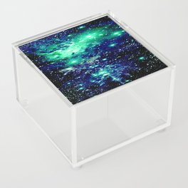 Fox Fur Nebula Galaxy Teal Midnight Blue Acrylic Box