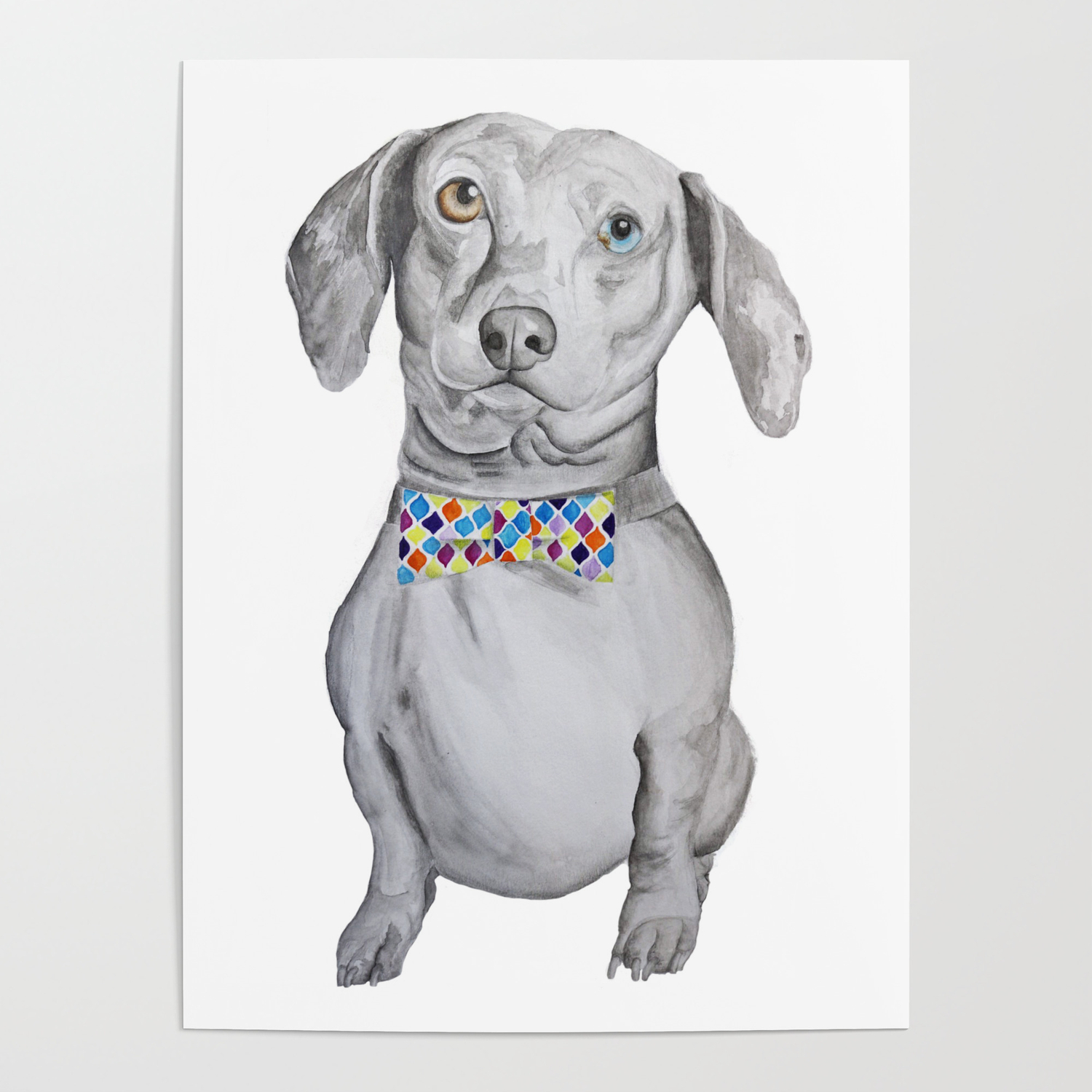 Dapper Dachshund Watercolor Dog Poster By Santina Art Studio | Society6