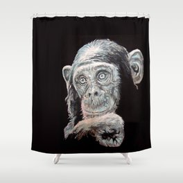 a Jane Goodall quote - black Shower Curtain