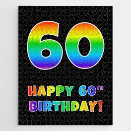 [ Thumbnail: HAPPY 60TH BIRTHDAY - Multicolored Rainbow Spectrum Gradient Jigsaw Puzzle ]