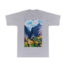 Mountain sunrise T Shirt | Trekking, Outdoors, Travel, Cloudysky, Camping, Painting, Sunrise, Summer, Oil, Nature 