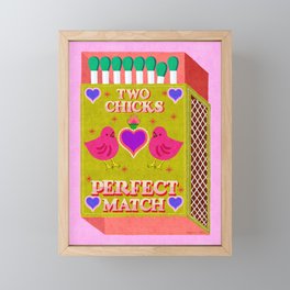 2 Chicks Perfect Match Vintage Matchbox Green & Pink Palette Framed Mini Art Print