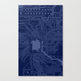 Blue Geek Motherboard Circuit Pattern Canvas Print