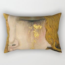 Golden Tears (Freya's Heartache) portrait painting by Gustav Klimt Rectangular Pillow