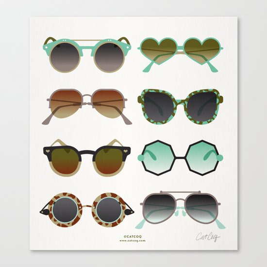 Sunglasses Collection – Mint & Tan Palette Canvas Print
