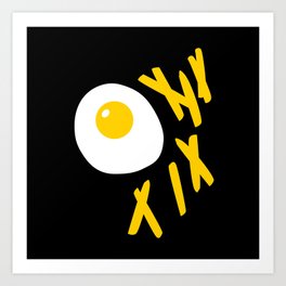Modern Art Egg & Chips - Black, White, Yellow Art Print