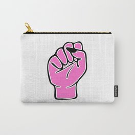 Pink female fist Carry-All Pouch | Dope, Girl, Powerful, Patriarchy, Retro, Sticker, Pink, Fight, Feminine, Strong 