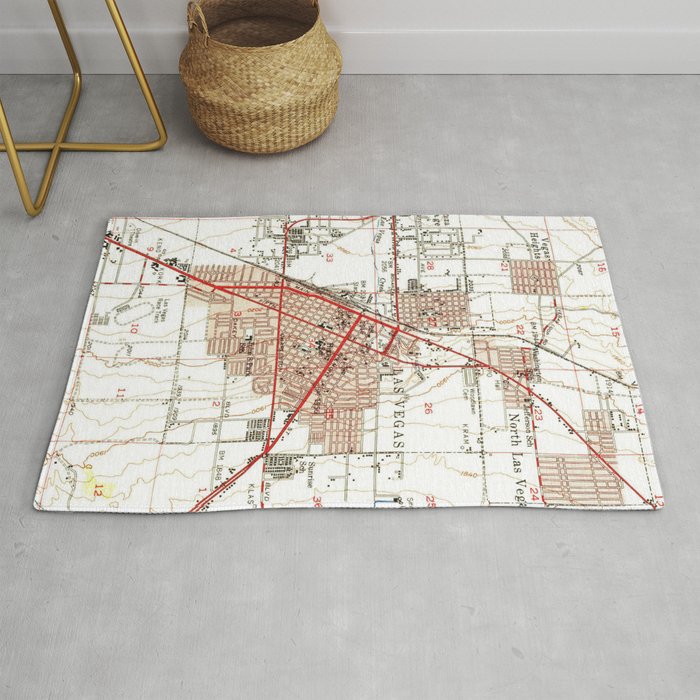 Vintage Map Of Las Vegas Nevada 1952 Rug By Bravuraa Society6