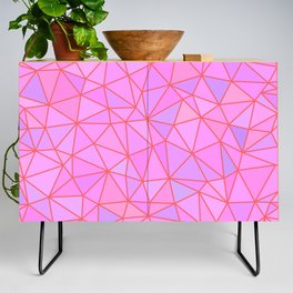 Coral Lines Pink Geometric Abstract Pattern Credenza