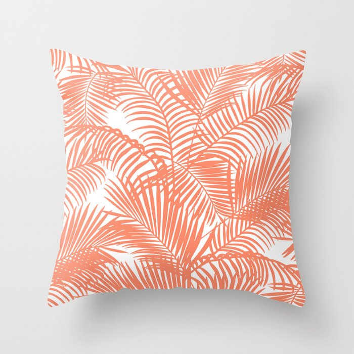 Modern blush coral simple tropical  palm tree pattern Throw Pillow