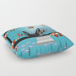 French Bulldog - Computer Screen Clownfishes Floor Pillow