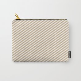 [ Thumbnail: White and Tan Colored Stripes/Lines Pattern Carry-All Pouch ]