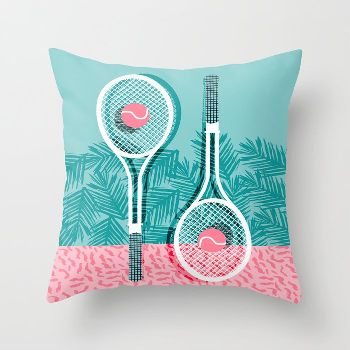 Good to go - memphis throwback 1980s neon pastel abstract sports tennis racquetball athlete game  Throw Pillow