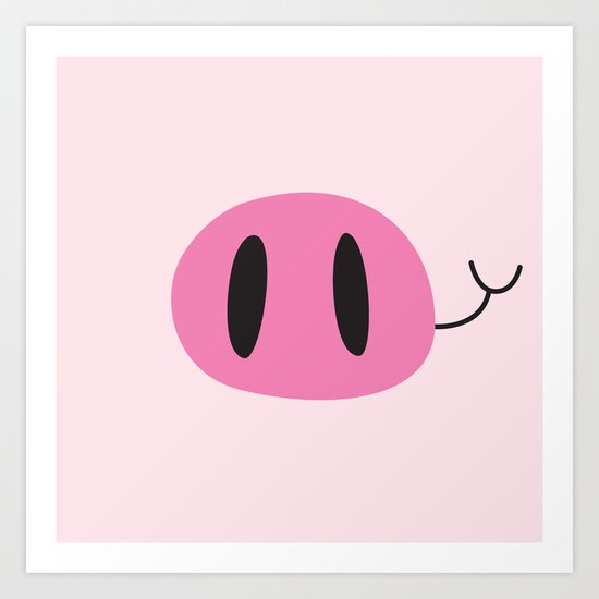 Happy Pig Minimalist Art Print