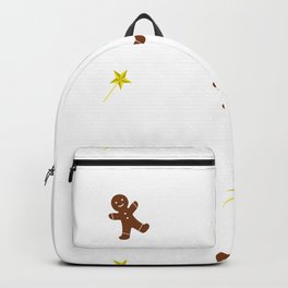 Funny christmas gingerbread and Christmas star on a white background Backpack