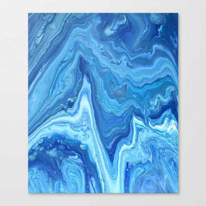 Blue Geode Acrylic Pour Painting Canvas Print By Bethanyjoydesign