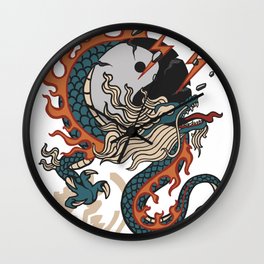 thunder dragon Wall Clock | Dark, Cartoon, Mythology, Japanwear, Classic, Japanart, Thunder, Japan, Yinyang, Oldschool 