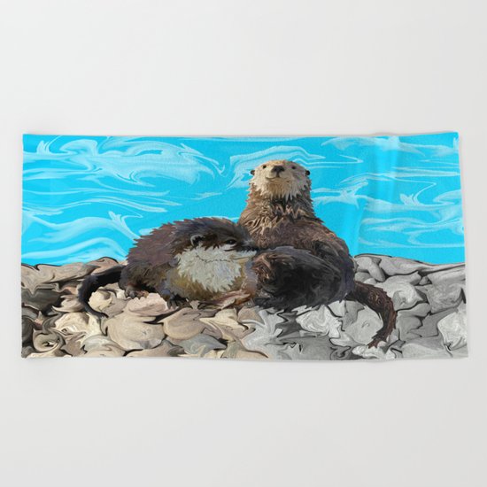 Where the River Meets the Sea Otters Beach Towel