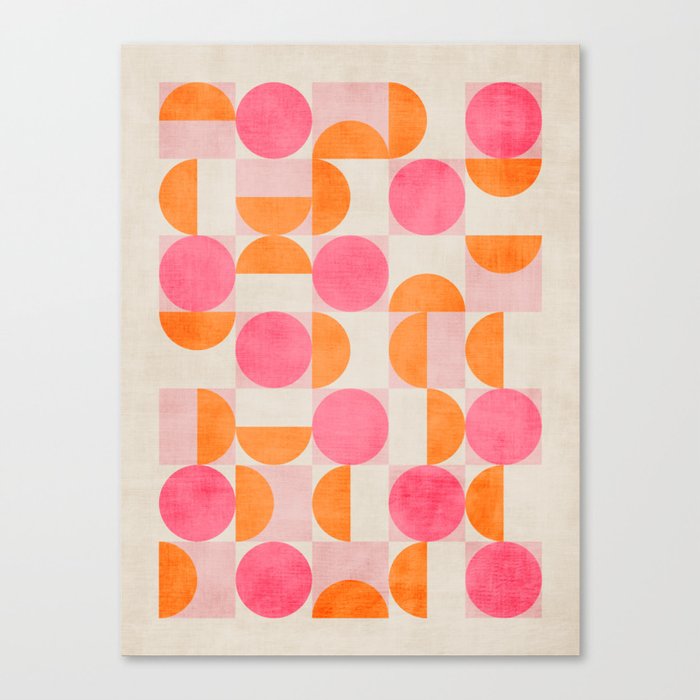 Pink Orange Modern Geometric Artwork Canvas Print