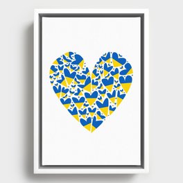 Ukraine Flag in Hearts Framed Canvas