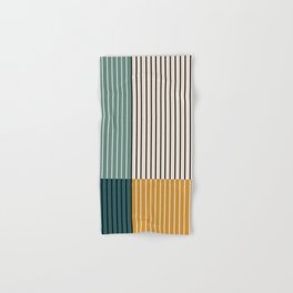 Color Block Line Abstract VIII Hand & Bath Towel | Nature, Minimal, Retro, Geometric, Bold, Contemporary, Graphicdesign, Green, Patterned, Yellow 