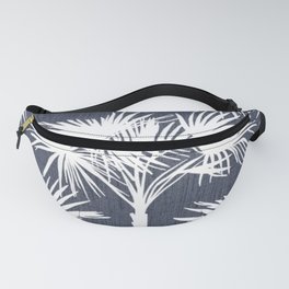 Palm Trees Retro Tropical White on Navy Fanny Pack