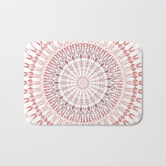 Red Brown White Mandala Bath Mat