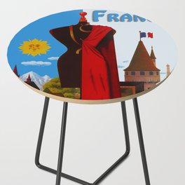 Vintage France Cityscape Travel Side Table