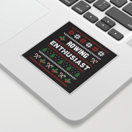 Rowing Enthusiast Ugly Christmas Sweater Gift Sticker