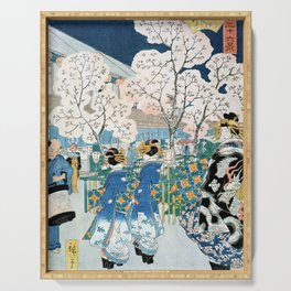 Cherry Blossoms at Asakura Woodblock Art Utagawa Hiroshige Serving Tray
