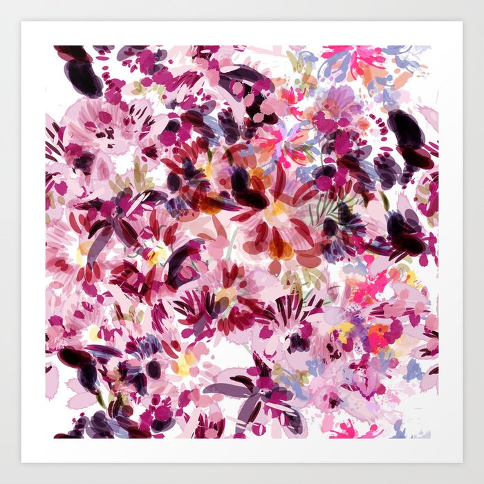 Abstract Tropical Print With Painted By Spots Orchids Art Print By