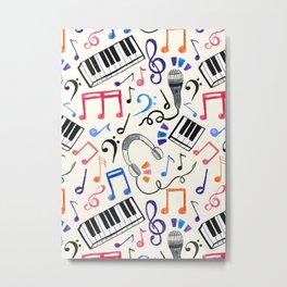 Good Beats - Music Notes & Symbols Metal Print | Pattern, Music, Digital, Illustration 