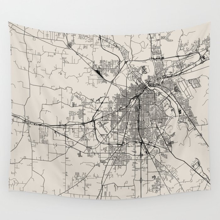 Shreveport USA - City Map - Aesthetic Wall Tapestry