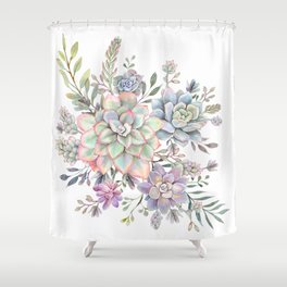 succulent watercolor 8 Shower Curtain