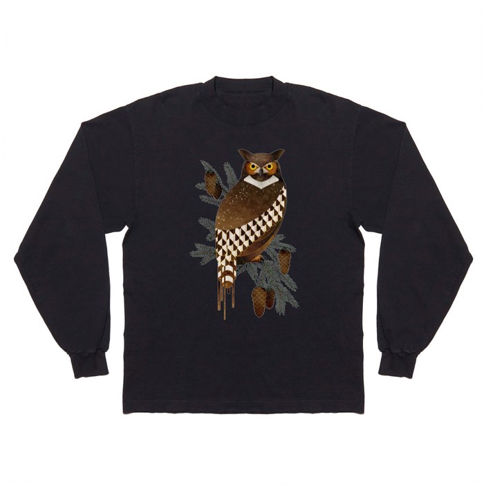 Horned Owl in the Pines Long Sleeve T Shirt