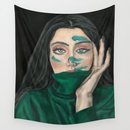 Lady in green with an enigmatic expression Wall Tapestry