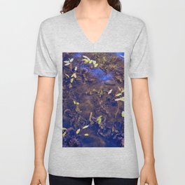 Leaves Floating in Water V Neck T Shirt