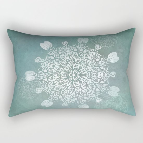 Turquoise Batik Mandala Float Rectangular Pillow