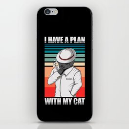 Plan With Cat Retro Illustration Cool Hipster Art iPhone Skin