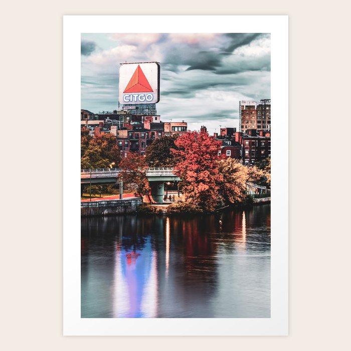 Fall Foliage Around The Boston Citgo Sign Art Print by Gregory Ballos ...