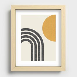 Mid century modern Sun & Rainbow Recessed Framed Print