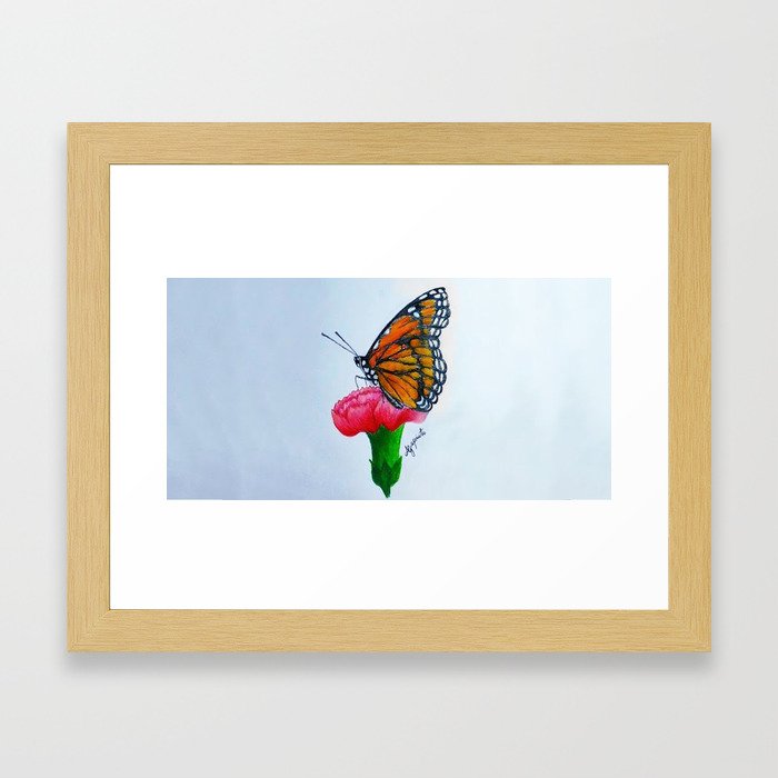 Butterfly Farfalla Drawing Pencil Framed Art Print