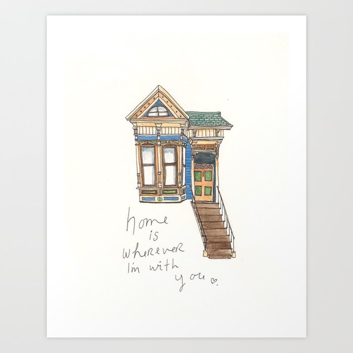 handpainted watercolour love house Art Print